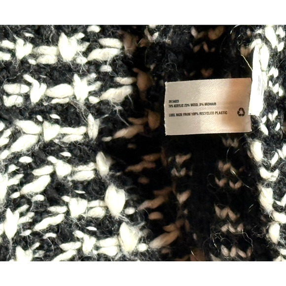 Gap Wool Blend Cardigan Sz Small Black White Chunky Knit Sweater Print Jumper - Picture 5 of 5